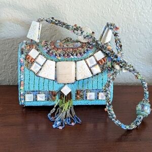 Mary Frances Vintage Handmade Hand Beaded Gemstone One Of A Kind Handbag